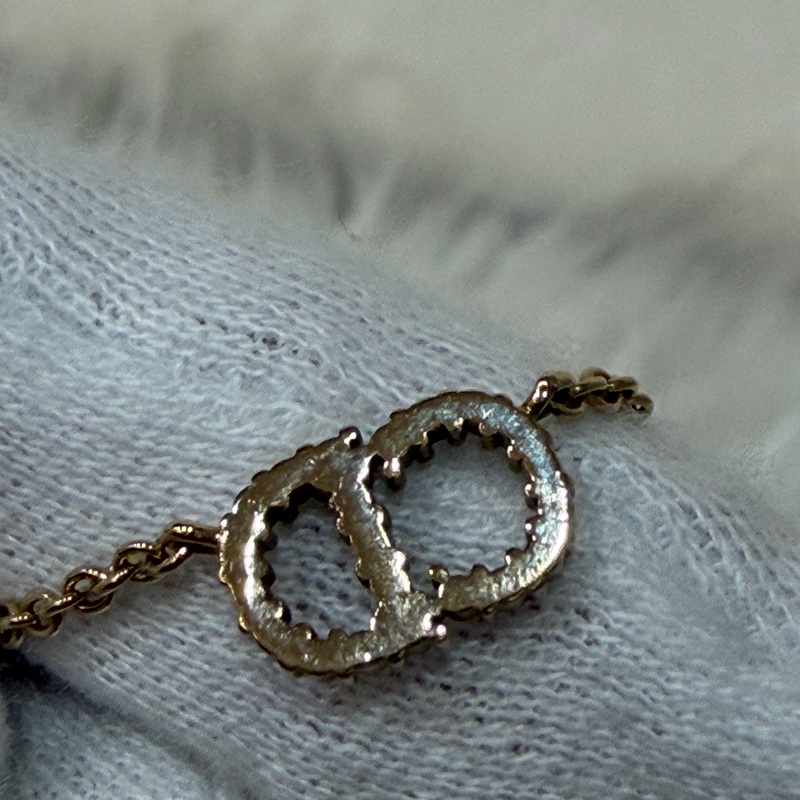 DIOR N2241 金色CD 水鑽 Petit CD 項鍊-10