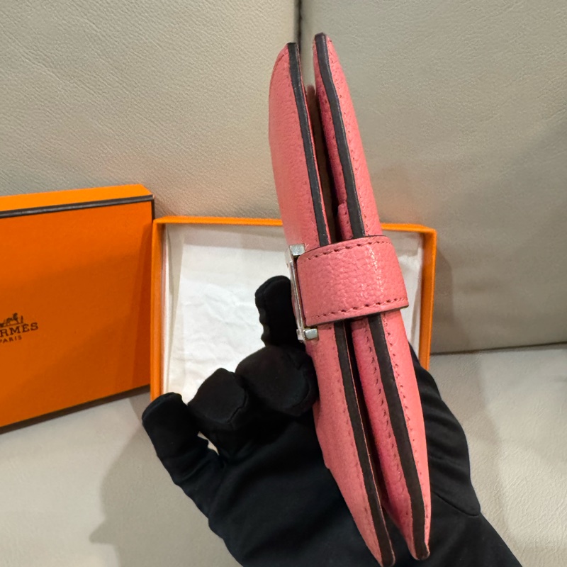 Hermes 愛馬仕 Bearn 短夾/粉色山羊皮/98新美品-4