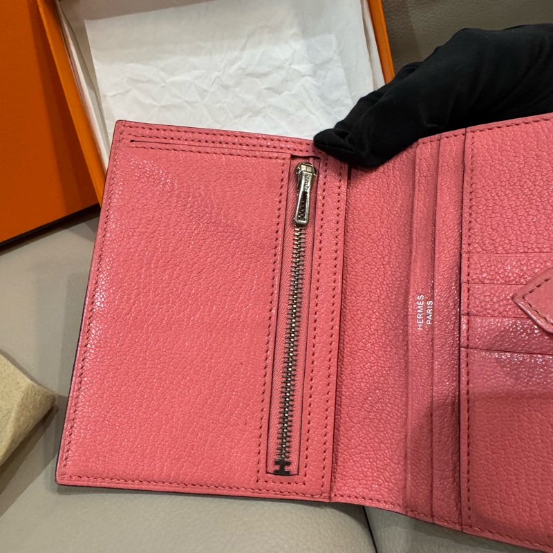 Hermes 愛馬仕 Bearn 短夾/粉色山羊皮/98新美品-7