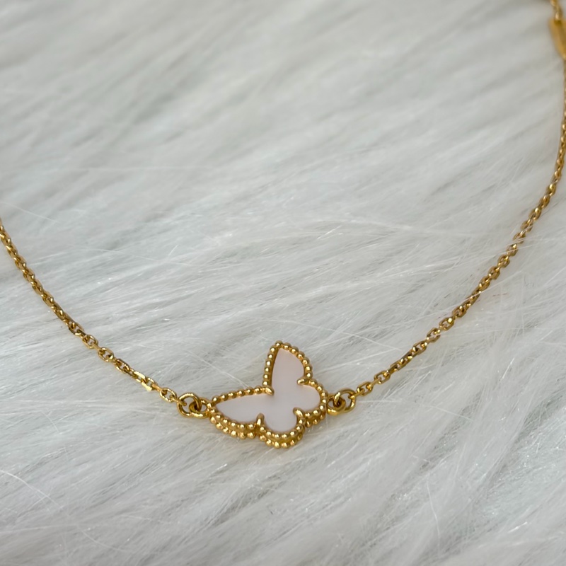 VCA  Van Cleef & Arpels梵克雅寶 18K黃金 珍珠母貝 Sweet Butterflies 手鍊-0