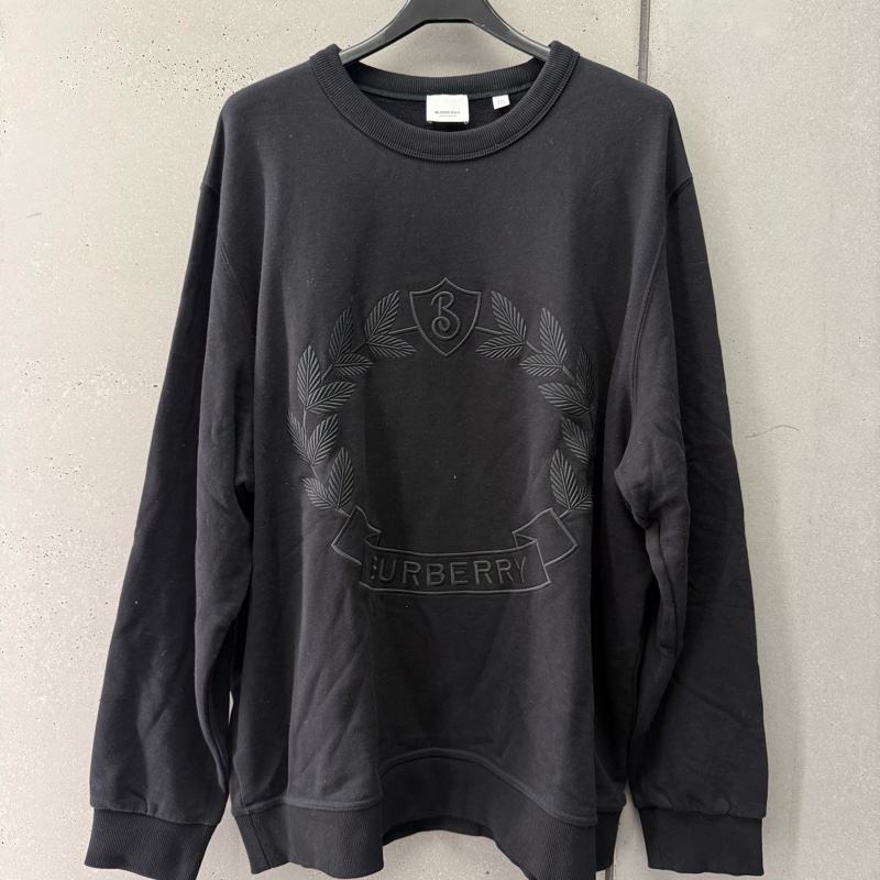 二手Burberry黑色學院logo長袖上衣-0