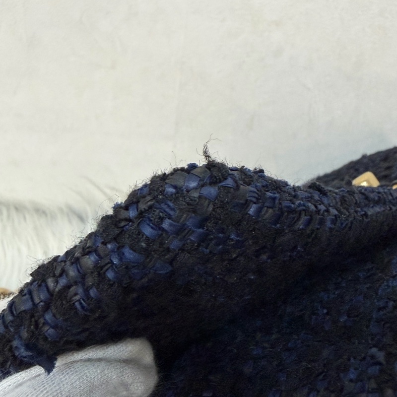 CHANEL AS1161 藍毛呢金釦 兩用 30cm 19包-7