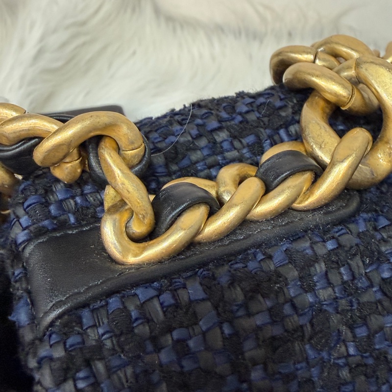 CHANEL AS1161 藍毛呢金釦 兩用 30cm 19包-15