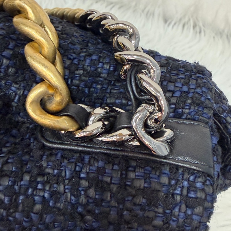 CHANEL AS1161 藍毛呢金釦 兩用 30cm 19包-16