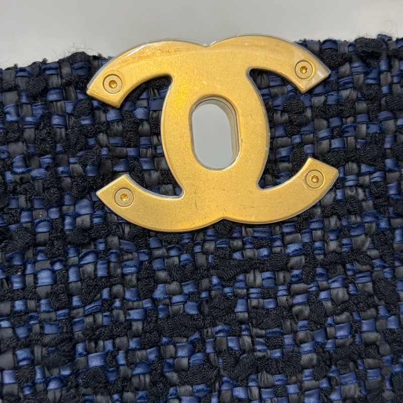 CHANEL AS1161 藍毛呢金釦 兩用 30cm 19包-17