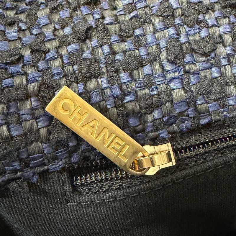 CHANEL AS1161 藍毛呢金釦 兩用 30cm 19包-22