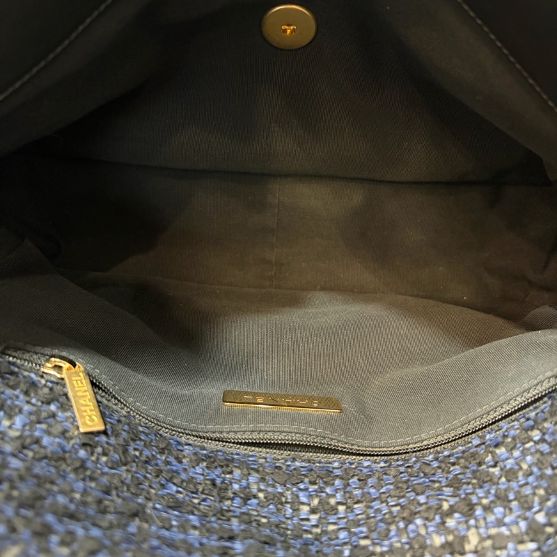 CHANEL AS1161 藍毛呢金釦 兩用 30cm 19包-26