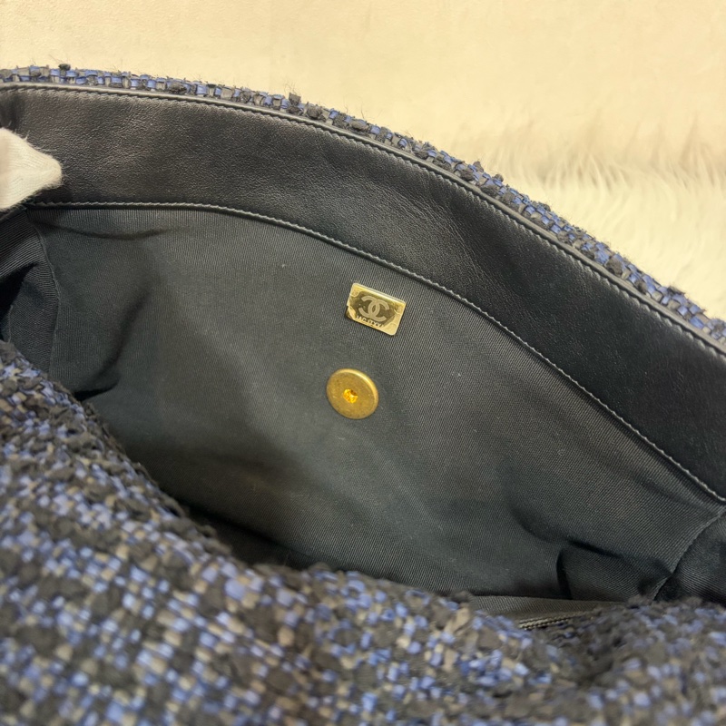 CHANEL AS1161 藍毛呢金釦 兩用 30cm 19包-29