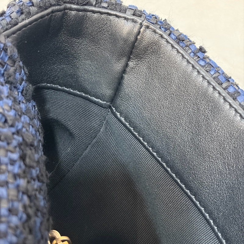 CHANEL AS1161 藍毛呢金釦 兩用 30cm 19包-30