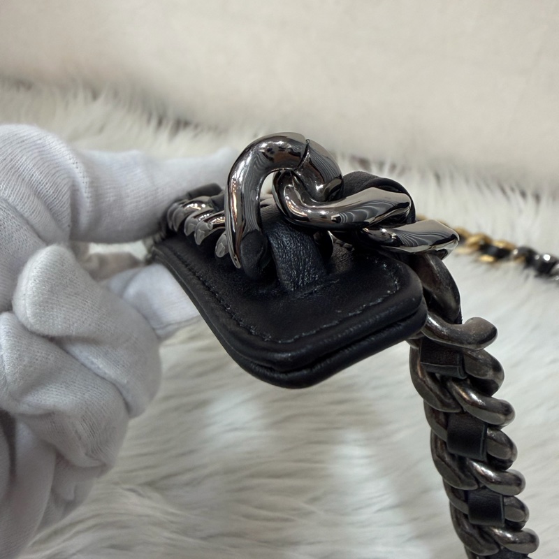 CHANEL AS1161 藍毛呢金釦 兩用 30cm 19包-42