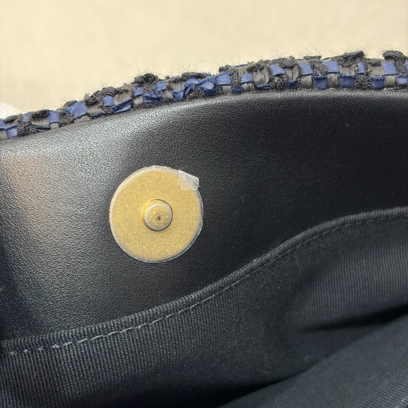 CHANEL AS1161 藍毛呢金釦 兩用 30cm 19包-45