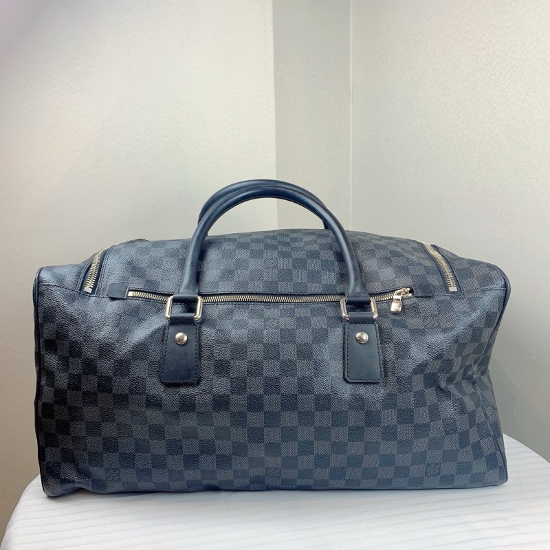 Louis Vuitton LV 男士棋盤格黑色大號旅行袋登機箱 有長肩帶和鎖頭 尺寸：55*25*28cm-2
