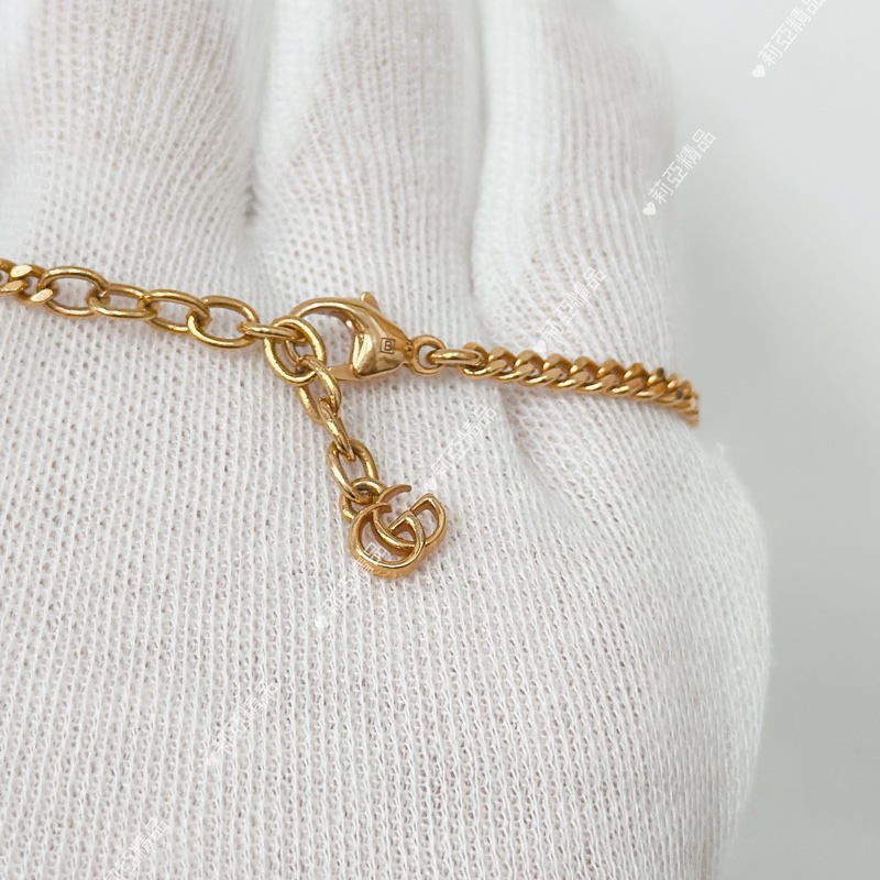 莉亞精品♡ Gucci 花型珍珠粉鑽手鍊 二手美品-5