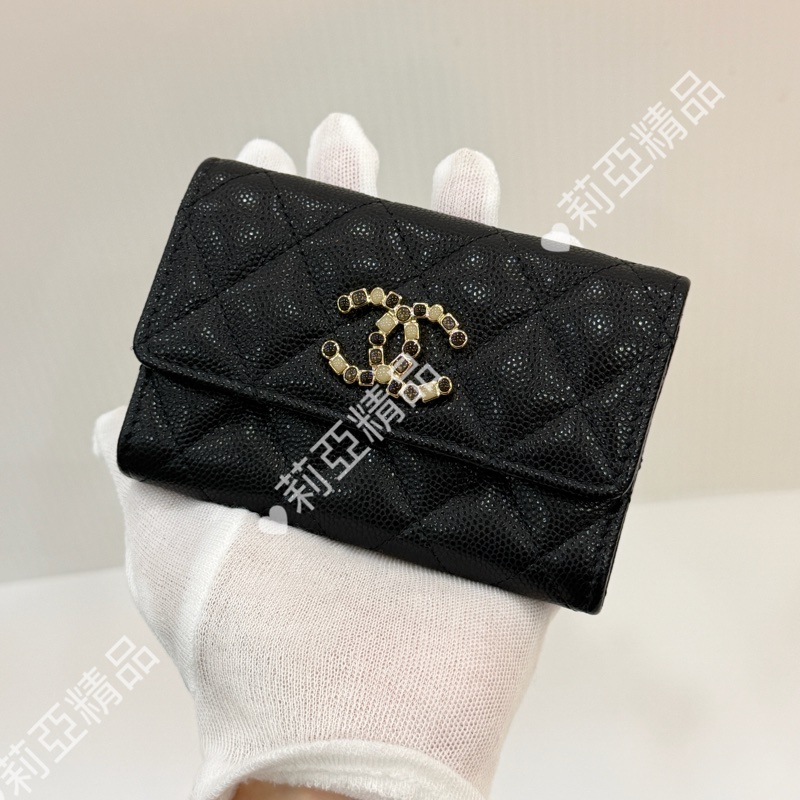 莉亞精品♡Chanel 雙C卡包 黑 二手美品-1