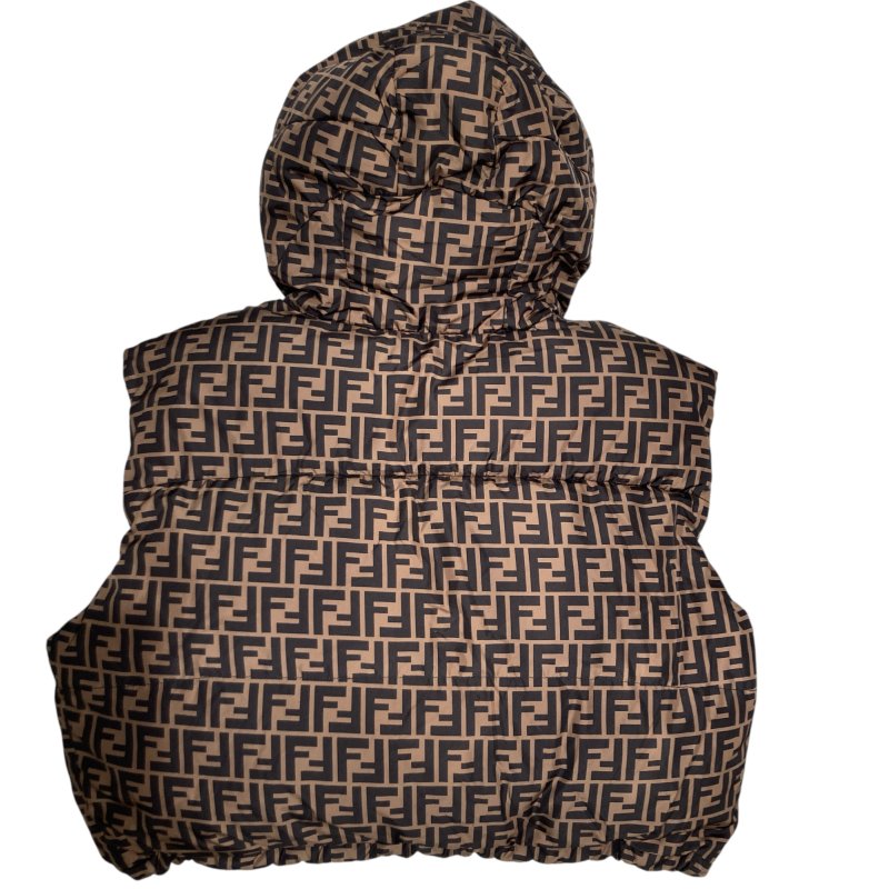 FENDI 芬迪 雙面 ZUCCA 羽絨背心 短款 棕色/藍色 FAA428 A6JB 女款-1