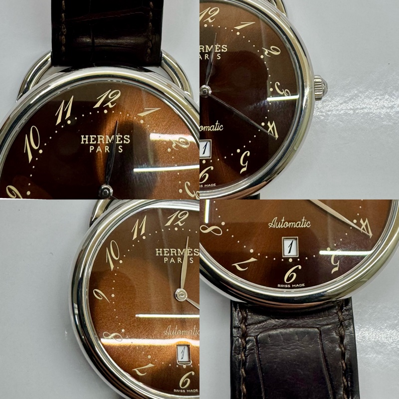 愛馬仕 HERMES ARCEAU AUTOMATIC  AR4.810 自動機械鱷魚皮錶帶-4