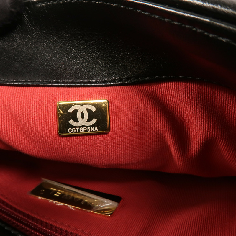 CHANEL 羊皮皮革Chanel 19 Large金扣鏈帶手挽肩背兩用袋-6