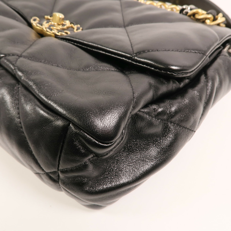 CHANEL 羊皮皮革Chanel 19 Large金扣鏈帶手挽肩背兩用袋-8