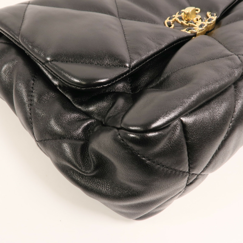 CHANEL 羊皮皮革Chanel 19 Large金扣鏈帶手挽肩背兩用袋-9