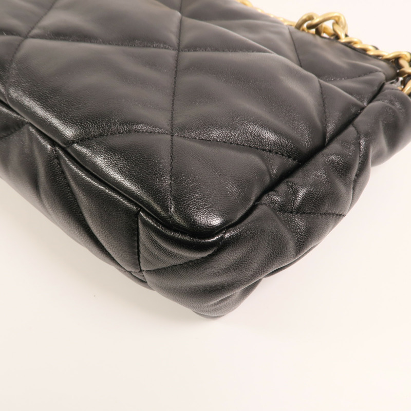 CHANEL 羊皮皮革Chanel 19 Large金扣鏈帶手挽肩背兩用袋-10