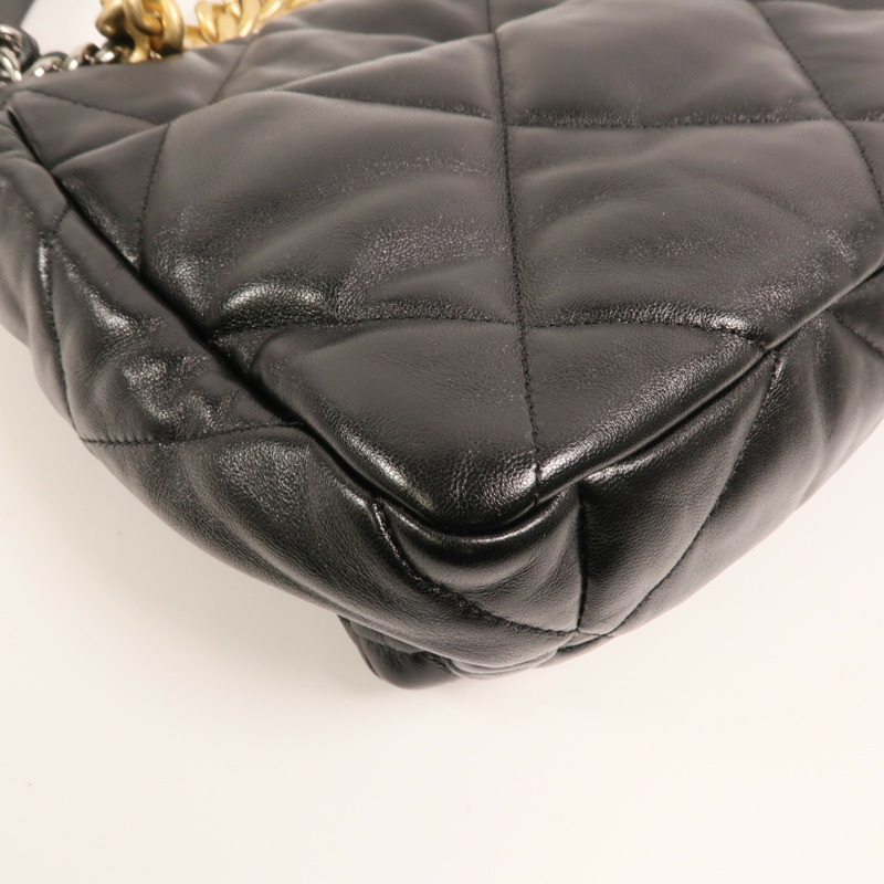 CHANEL 羊皮皮革Chanel 19 Large金扣鏈帶手挽肩背兩用袋-11
