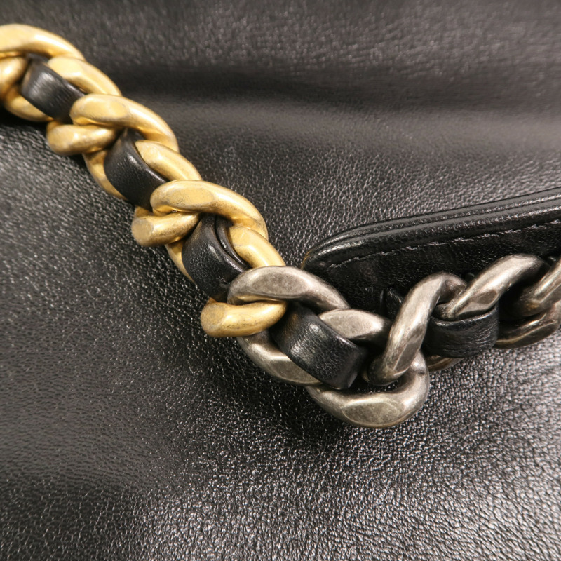 CHANEL 羊皮皮革Chanel 19 Large金扣鏈帶手挽肩背兩用袋-14