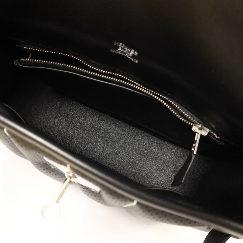 HERMES Swift皮革Mini Berline銀扣肩背袋Noir-4