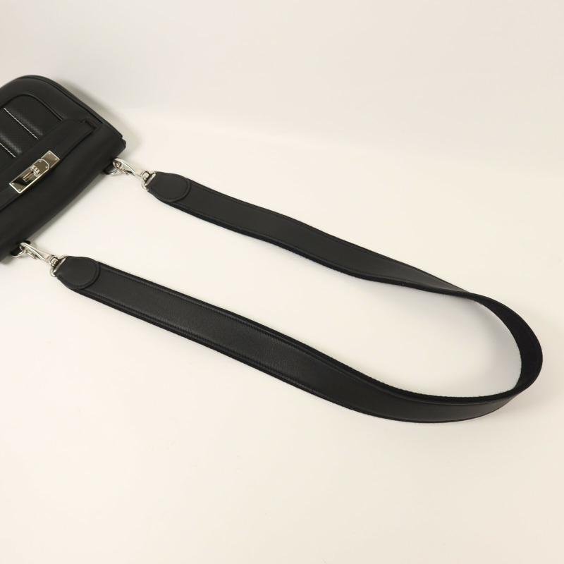 HERMES Swift皮革Mini Berline銀扣肩背袋Noir-8