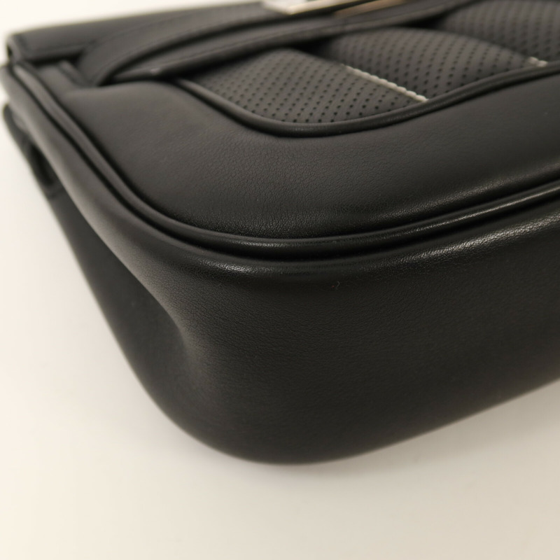 HERMES Swift皮革Mini Berline銀扣肩背袋Noir-10