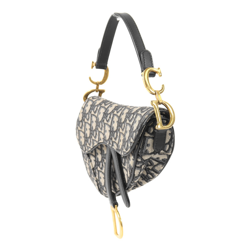 Dior 帆布Mini Saddle金扣手挽肩背兩用袋-2