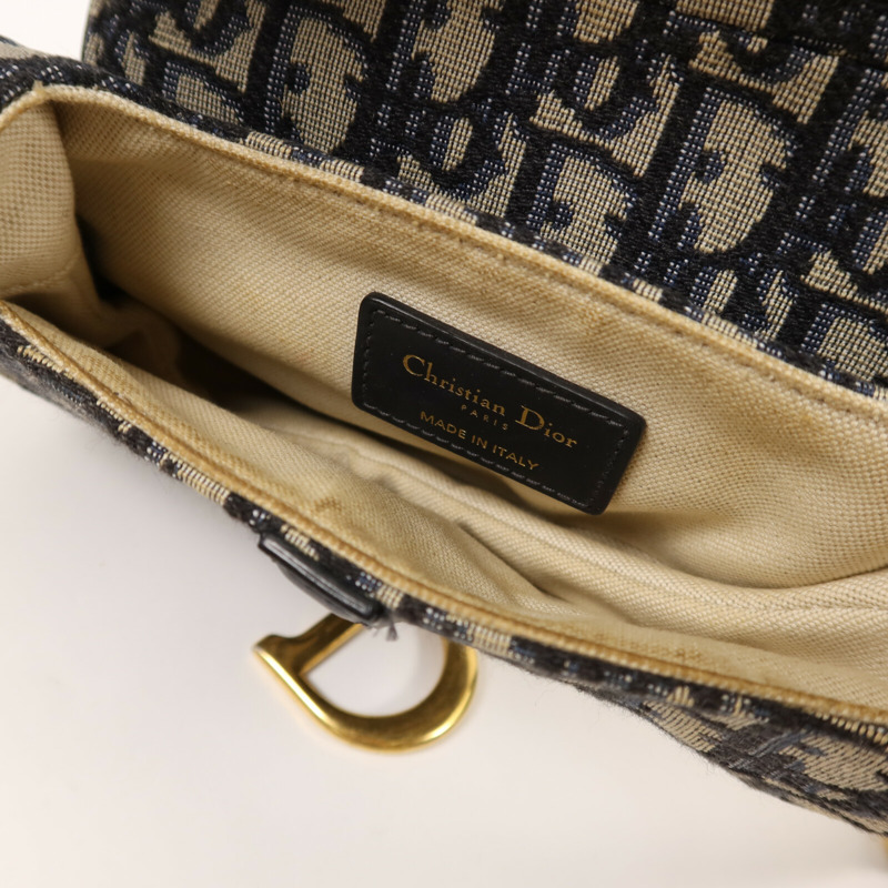 Dior 帆布Mini Saddle金扣手挽肩背兩用袋-4