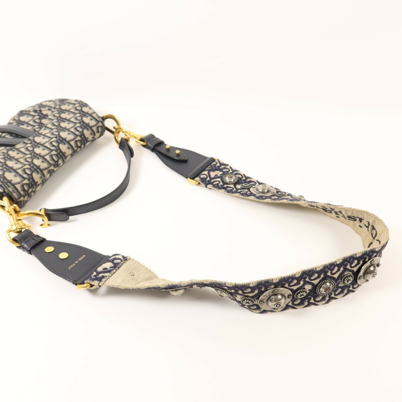 Dior 帆布Mini Saddle金扣手挽肩背兩用袋-7