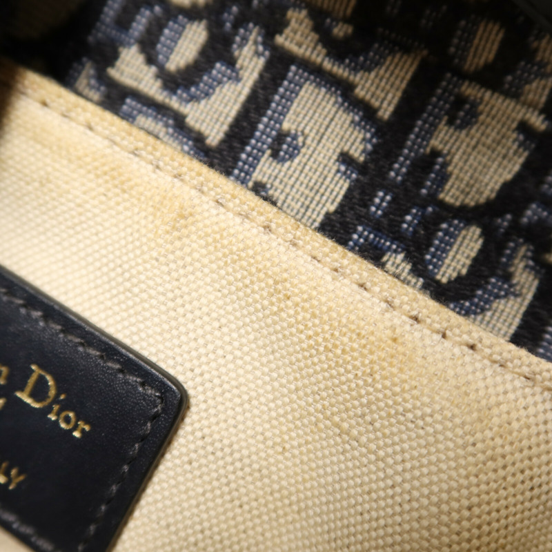 Dior 帆布Mini Saddle金扣手挽肩背兩用袋-9
