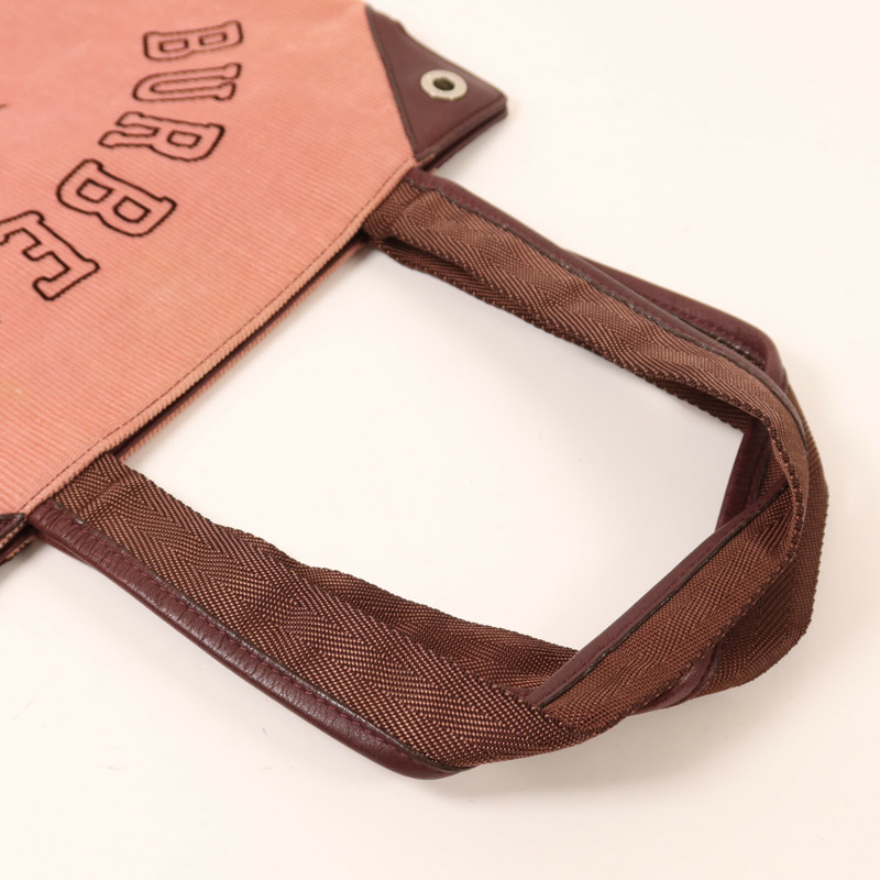 BURBERRY 燈芯絨布Tote Bag銀扣手挽袋-7