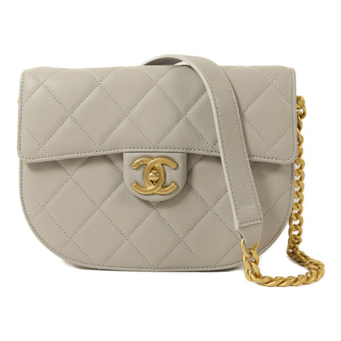 CHANEL 牛皮皮革Round Messenger Bag 21S金扣鏈帶肩背袋