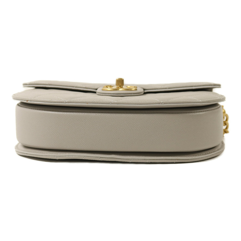 CHANEL 牛皮皮革Round Messenger Bag 21S金扣鏈帶肩背袋-3
