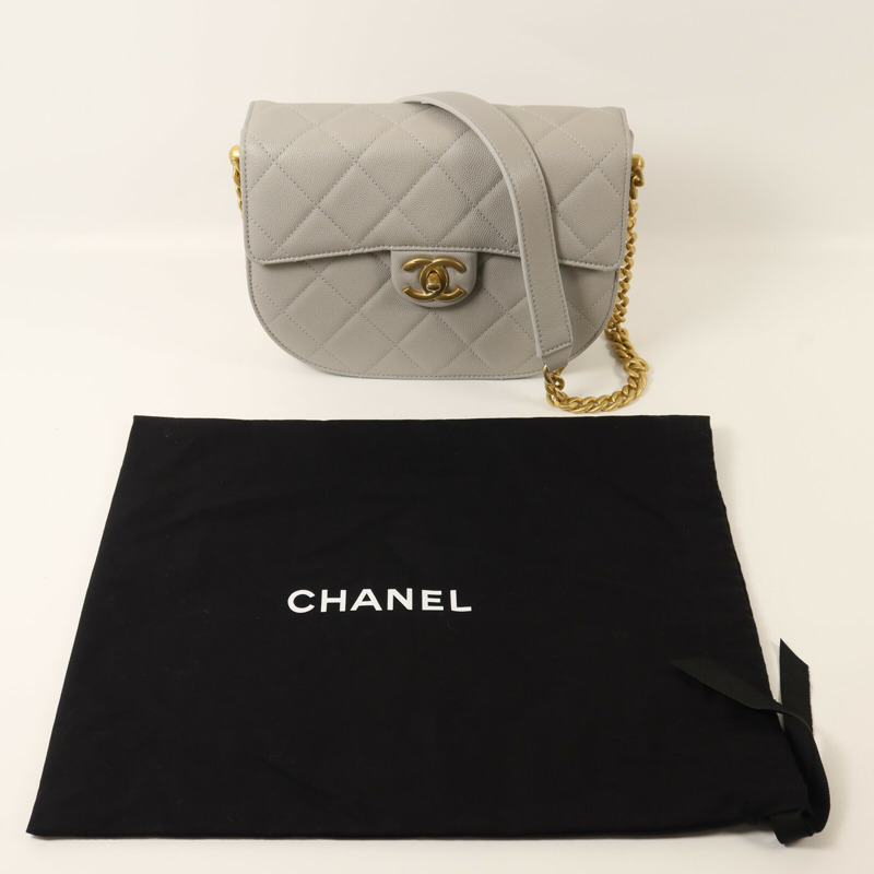 CHANEL 牛皮皮革Round Messenger Bag 21S金扣鏈帶肩背袋-8