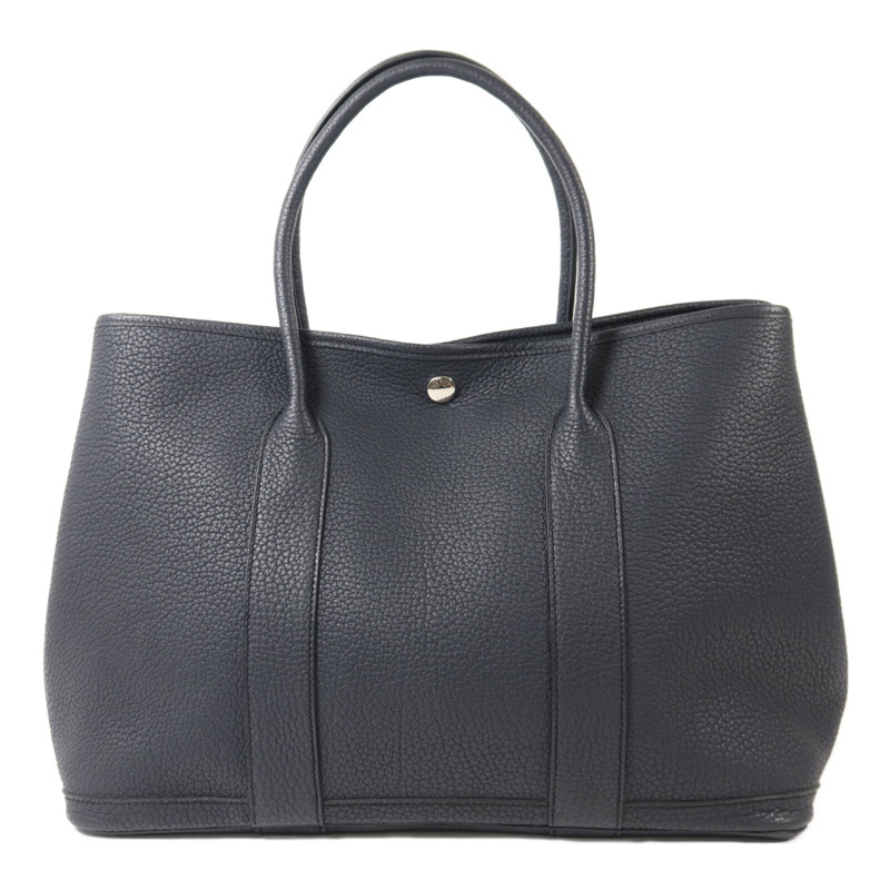 HERMES Negonda皮革Garden Party 36銀扣手挽袋Bleu Indigo-1
