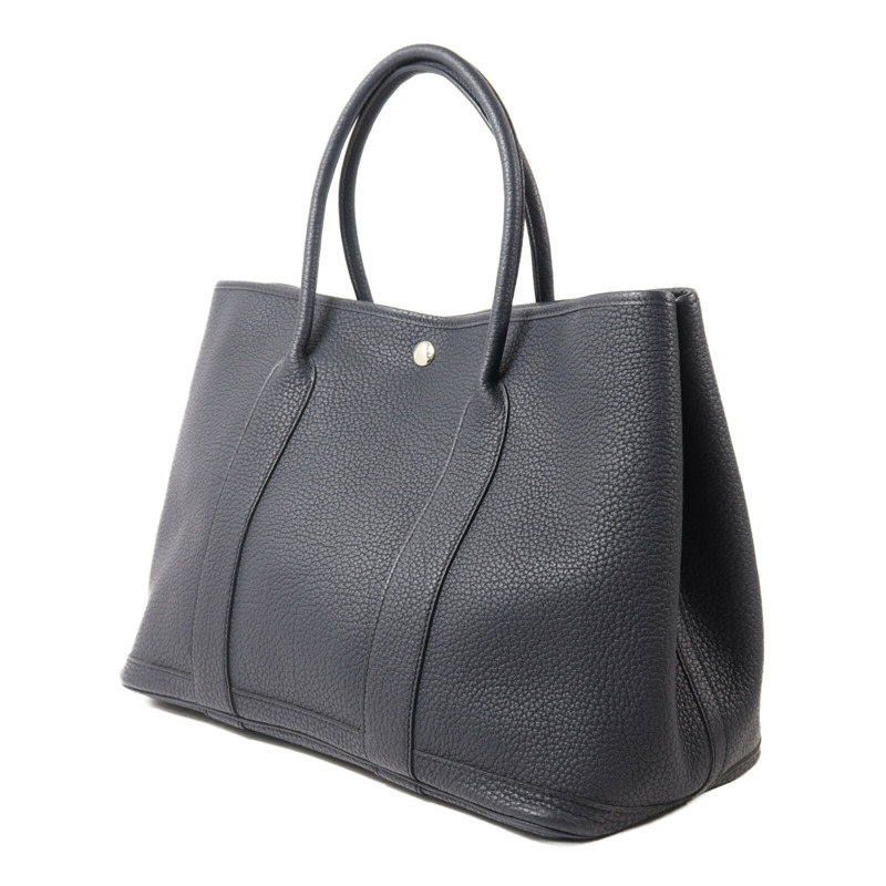 HERMES Negonda皮革Garden Party 36銀扣手挽袋Bleu Indigo-2