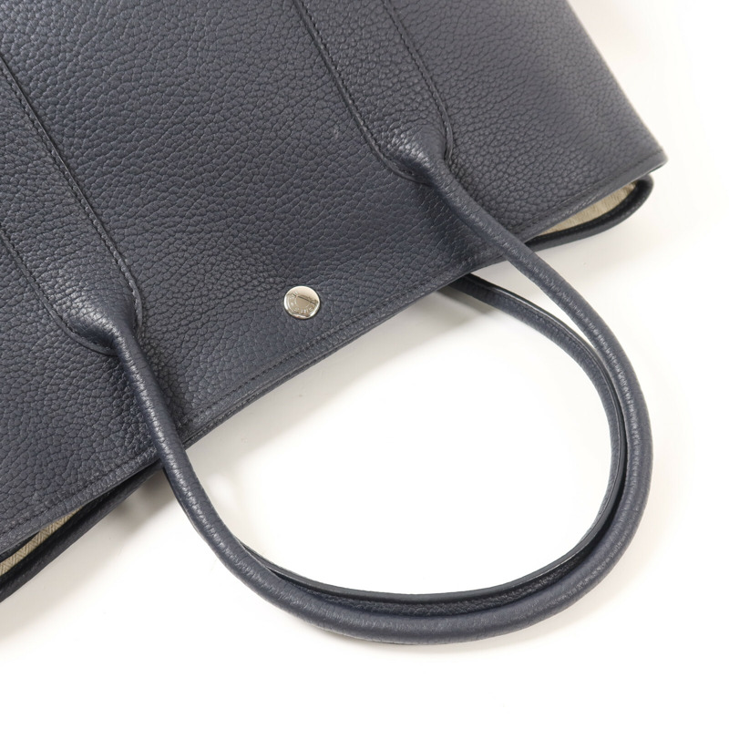 HERMES Negonda皮革Garden Party 36銀扣手挽袋Bleu Indigo-7