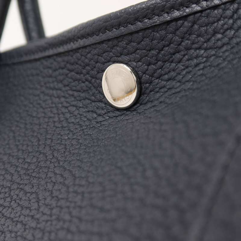 HERMES Negonda皮革Garden Party 36銀扣手挽袋Bleu Indigo-8