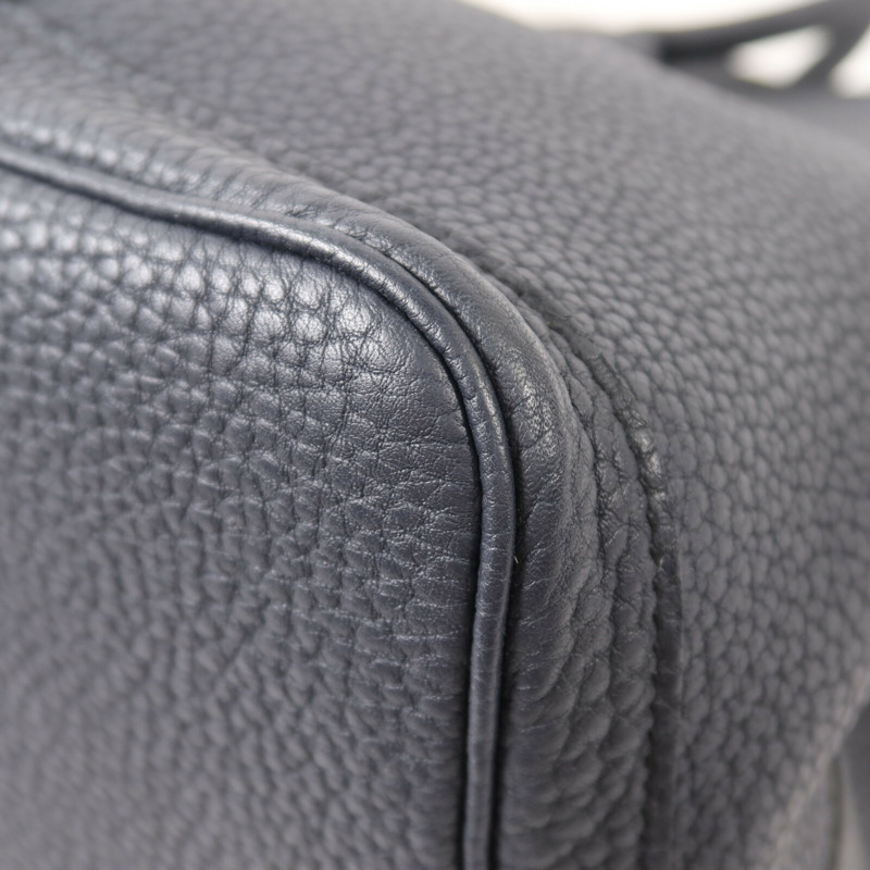 HERMES Negonda皮革Garden Party 36銀扣手挽袋Bleu Indigo-10