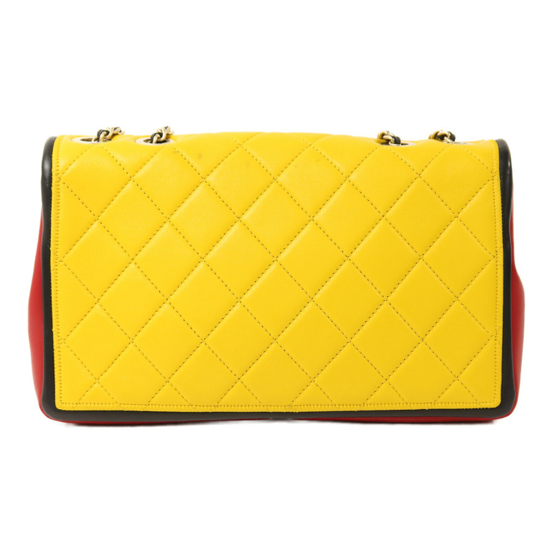 CHANEL 羊皮皮革Colorblock Medium Flap Bag金扣鏈帶肩背袋-1