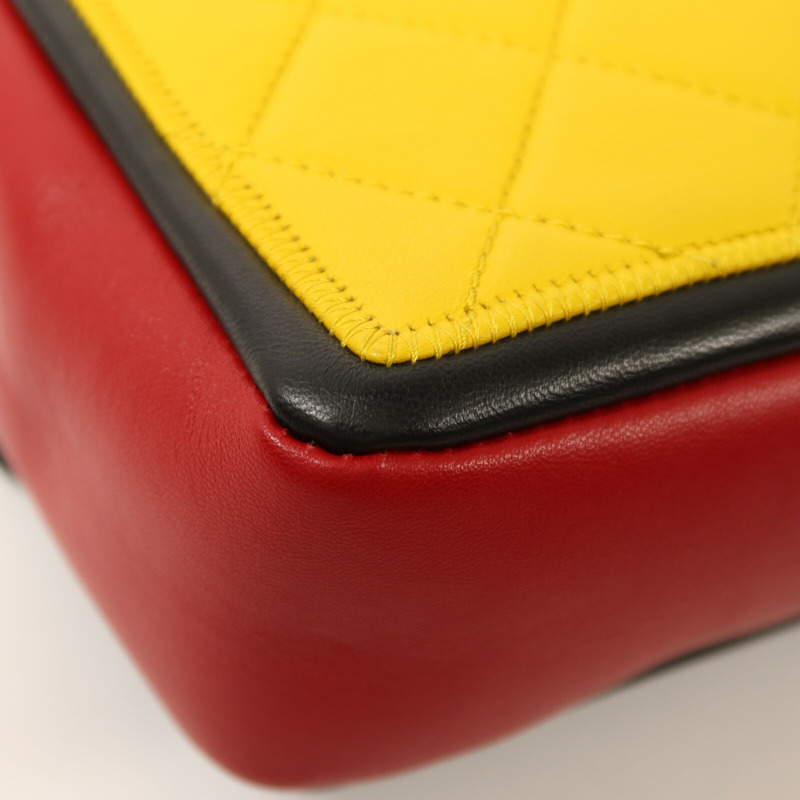 CHANEL 羊皮皮革Colorblock Medium Flap Bag金扣鏈帶肩背袋-13