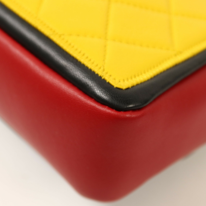 CHANEL 羊皮皮革Colorblock Medium Flap Bag金扣鏈帶肩背袋-14