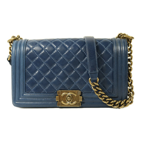 CHANEL 牛皮皮革Boy 25金扣鏈帶肩背袋