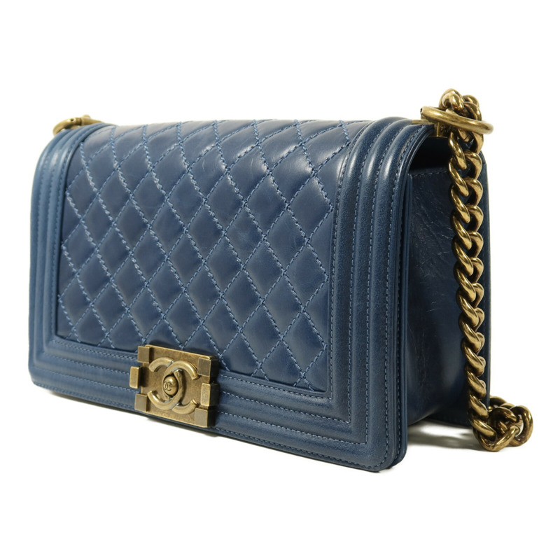 CHANEL 牛皮皮革Boy 25金扣鏈帶肩背袋-2