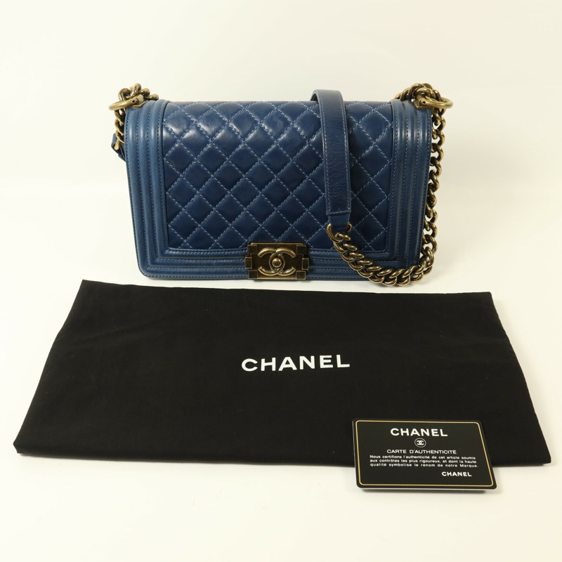 CHANEL 牛皮皮革Boy 25金扣鏈帶肩背袋-9