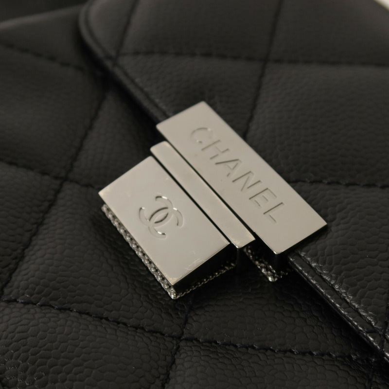 CHANEL 牛皮皮革Accordion Flap銀扣鏈帶肩背袋-10