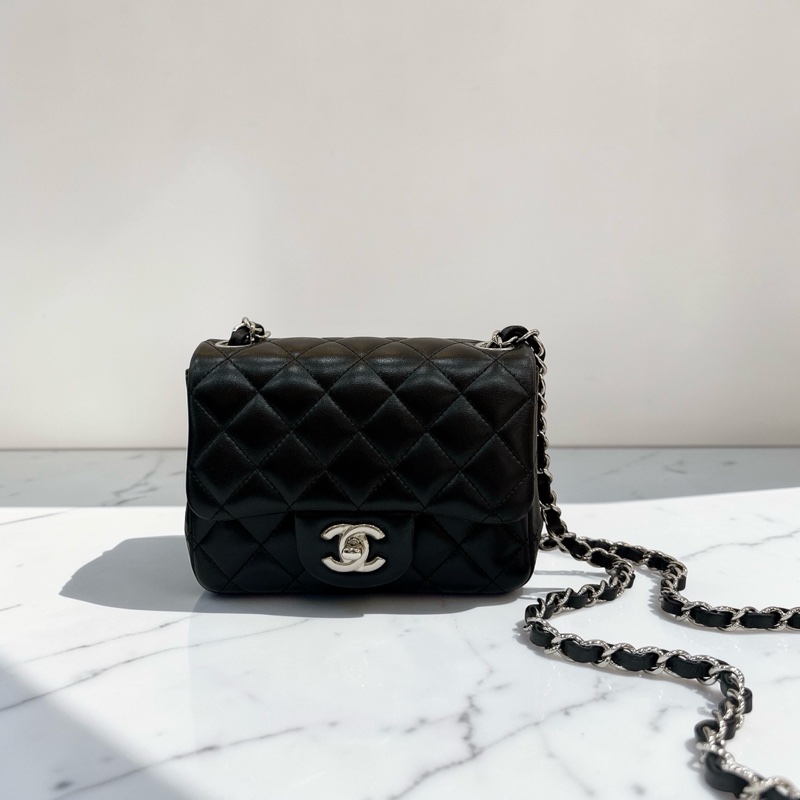 莉亞精品♡ Chanel A35200 黑銀方胖 二手-0